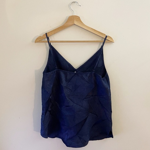 Anthropologie Crinkle Style Cami Blouse Blue Boho Minimalist Resort Office Work - Picture 2 of 6